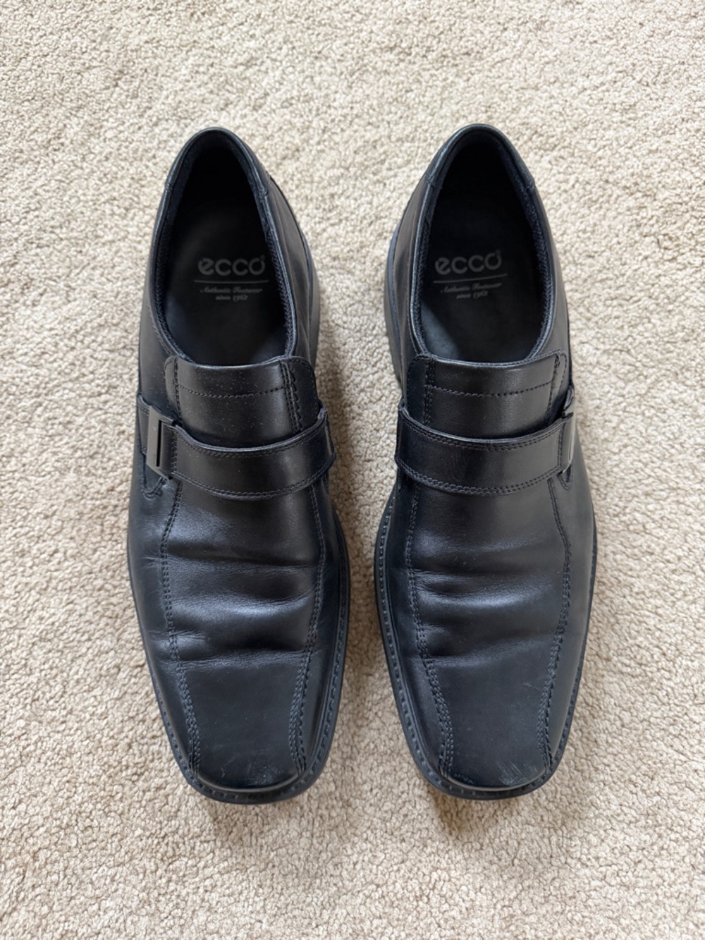 Ecco Men’s Black Leather Slip-On Loafers with Strap Size 44/ US 11